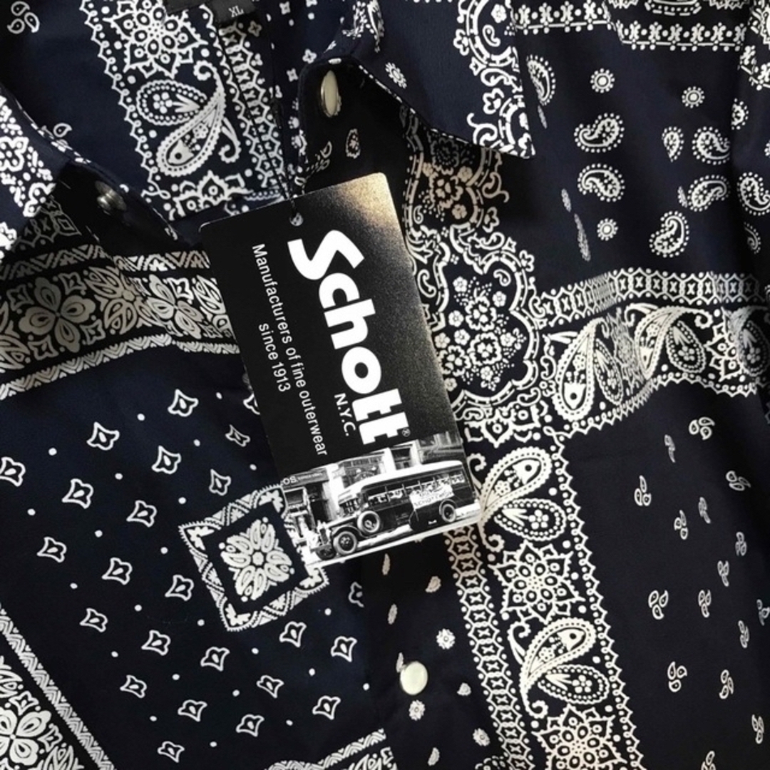 schott(ショット)のラス1‼️定価18480円✨Schott ✨BANDANA✨シャツ　ネイビー　L メンズのトップス(その他)の商品写真