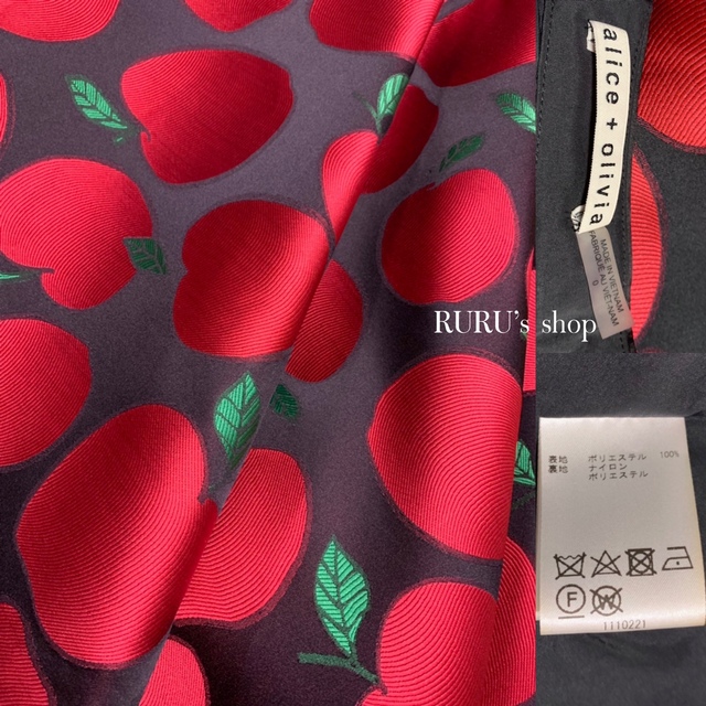 美品 Alice Olivia ディズニーコラボ りんご柄 ジャガード スカート