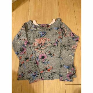 ギャップ(GAP)のGap Kids 女の子長袖Tシャツ　花柄　グレー(Tシャツ/カットソー)