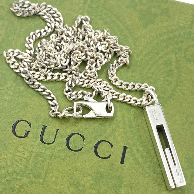 Gucci(グッチ)のGUCCI グッチ　カットアウト Gロゴプレート ネックレス　シルバー925 メンズのアクセサリー(ネックレス)の商品写真