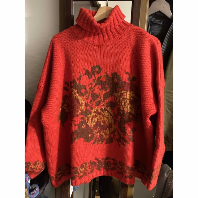 シルバー/レッド KENZO 花柄 flower タートルニット Mサイズ - ニット