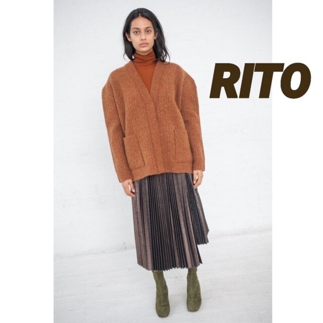 ブラウンサイズrito  structure boiled knit cardigan