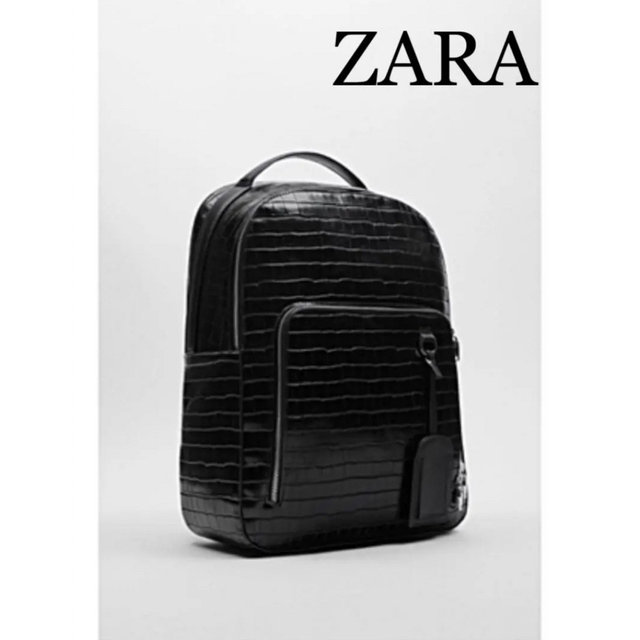 ZARA(ザラ)の新品　ZARA エンボスアニマルプリント バックパック ブラック メンズのバッグ(バッグパック/リュック)の商品写真