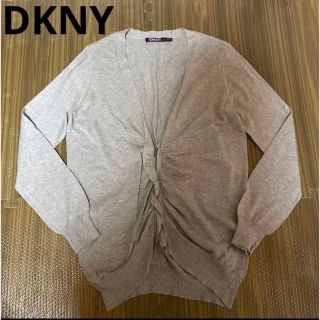 ダナキャランニューヨーク(DKNY)のDKNYダナキャランニューヨーク　変形シルクニットカーディガン　グレー　Sサイズ(カーディガン)