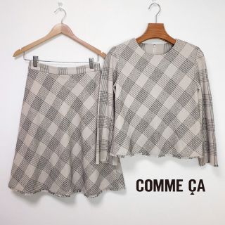 コムサデモード(COMME CA DU MODE)の美品　コムサ 総チェック柄 セットアップ(ひざ丈スカート)