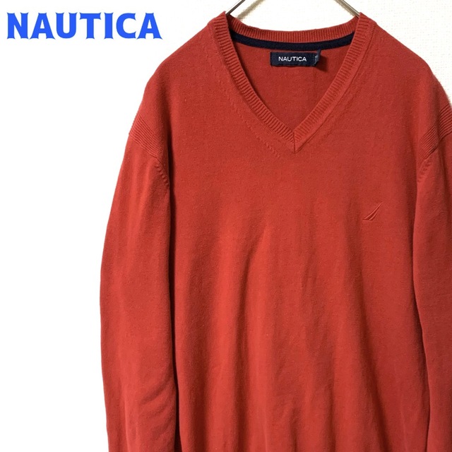 nauticaノーティカ•スウェット•刺繍ロゴ•トレーナー•ワンポイント•赤