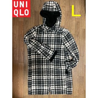 ユニクロ(UNIQLO)の【美品】ユニクロ裏起毛フード付ロングジャケットL(ロングコート)