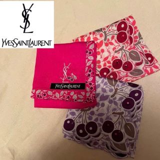 イヴサンローラン(Yves Saint Laurent)のYves Saint Laurent サクランボ柄　ハンカチ　3枚セット売り！(ハンカチ)