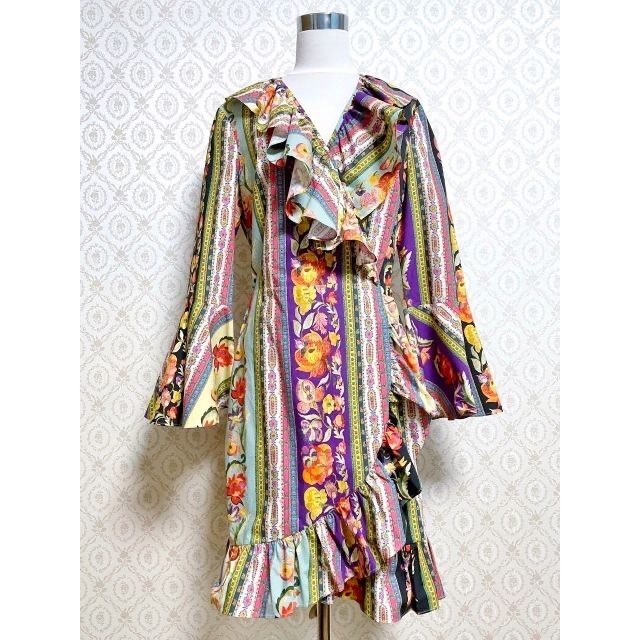 新品タグ付き 定価15 ETRO エトロ フリル花柄ワンピース-