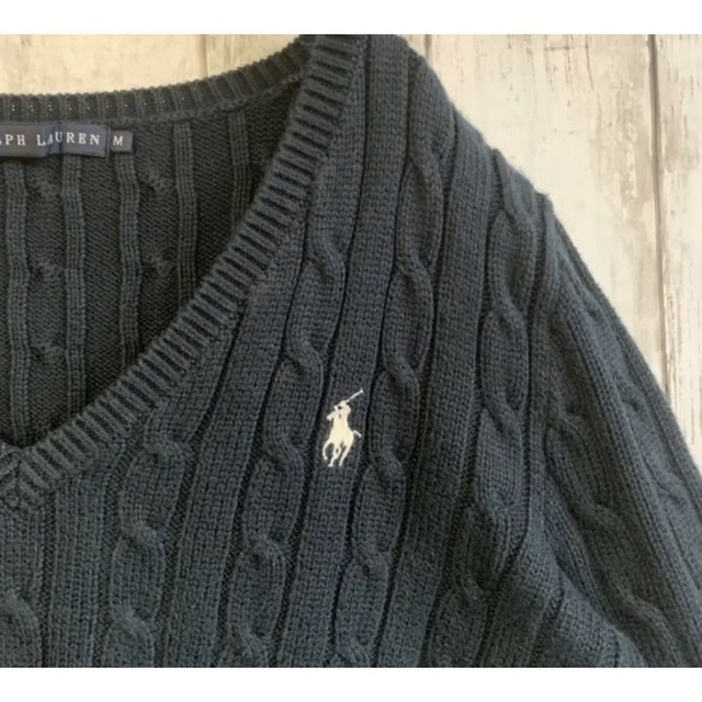 Ralph Lauren(ラルフローレン)のラルフローレン　Ｖネック　ニット　紺 レディースのトップス(ニット/セーター)の商品写真