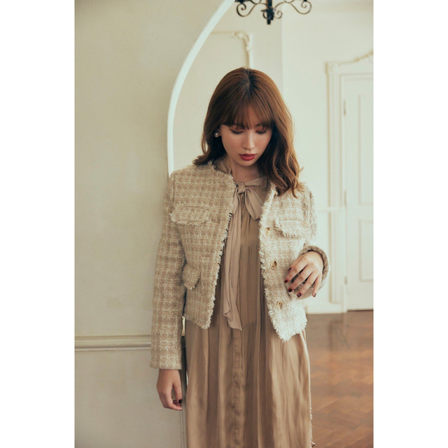 Her lip to Wool-Blend Fancy Tweed Jacket