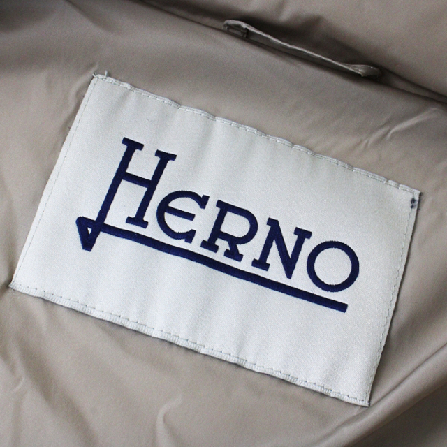HERNO ヘルノ ウール切替 ダウンコート 42/ベージュ 異素材切替 ロング