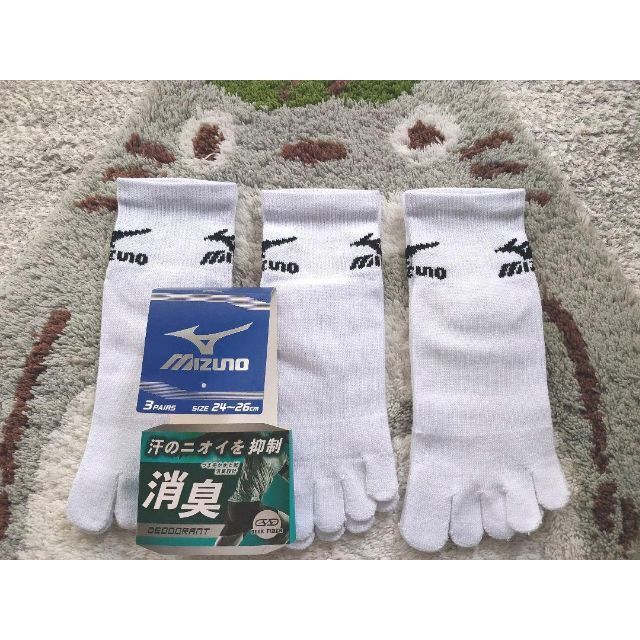 MIZUNO(ミズノ)のMizuno ミズノ 24～26cm 5本指ソックス 3足セット かかと付き メンズのレッグウェア(ソックス)の商品写真