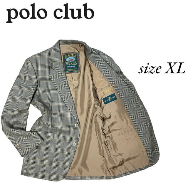 【希少】polo club テーラードジャケット　グレンチェック　グレー　XL