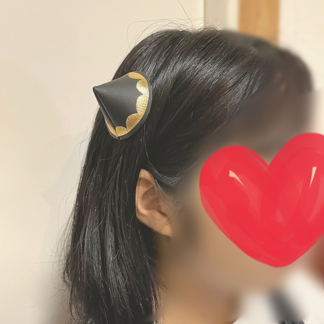 457＊猫耳　2個セット　レザータイプ　髪飾り　ヘアーニャンコピンコスプレ キッズ/ベビー/マタニティのこども用ファッション小物(その他)の商品写真