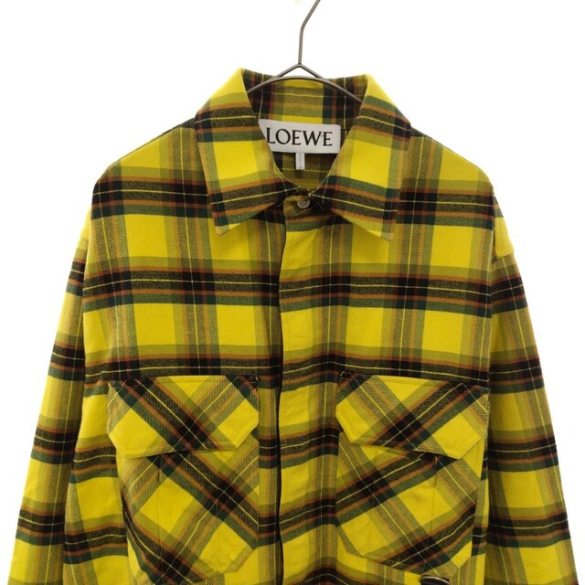 LOEWE ロエベ 21AW CHECK OVERSIZED SHIRTS チェック柄オーバーサイズド 長袖シャツ イエロー H526Y05X07