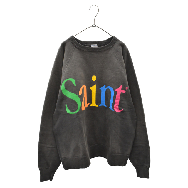 最上の品質な SAINT グレー クルーネックフロントプリントスウェット