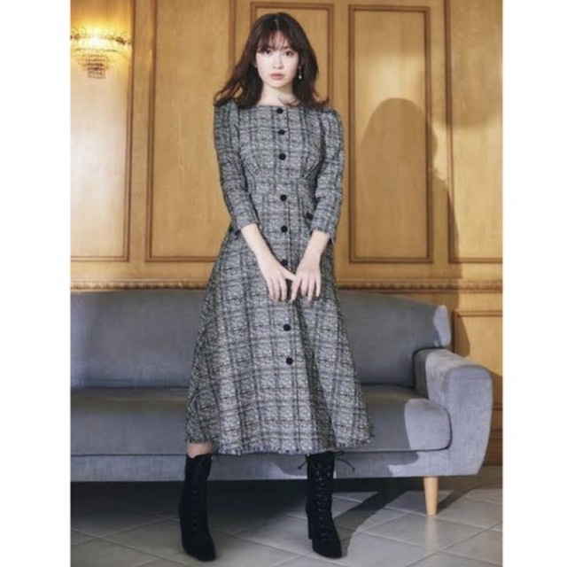 Her lip to(ハーリップトゥ)のherlipto  Classic Tweed Midi Dress レディースのワンピース(ロングワンピース/マキシワンピース)の商品写真