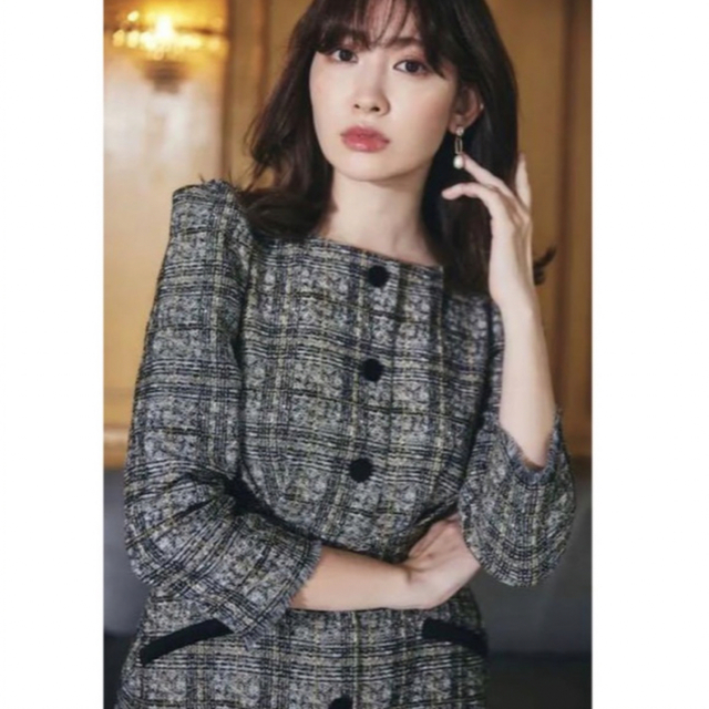 Her lip to(ハーリップトゥ)のherlipto  Classic Tweed Midi Dress レディースのワンピース(ロングワンピース/マキシワンピース)の商品写真