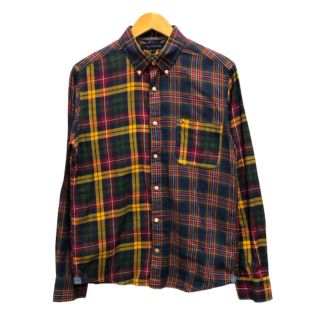 トミーヒルフィガー(TOMMY HILFIGER)のトミーヒルフィガー カジュアルシャツ ボタンダウン チェック 長袖 L 緑 黃(シャツ)