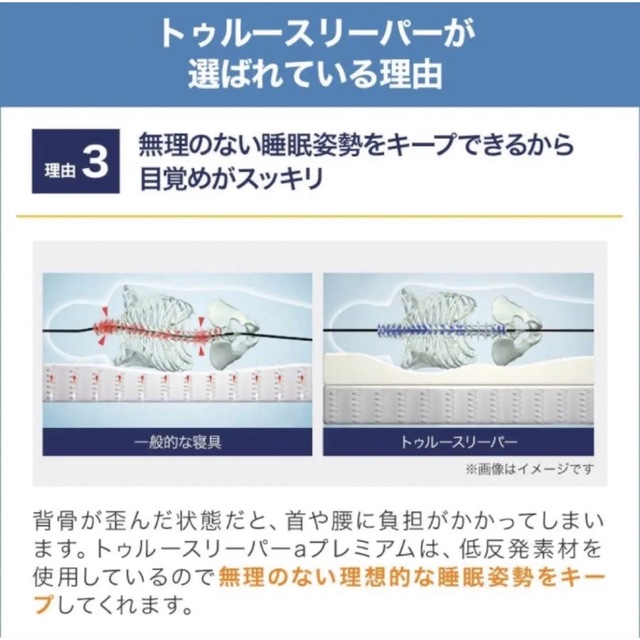 【新品未使用】トゥルースリーパープレミアム 特別セット Sマットレス+低反発枕 インテリア/住まい/日用品のベッド/マットレス(マットレス)の商品写真