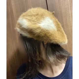 マーブル柄  ファー  アンゴラmix  ベレー帽(ハンチング/ベレー帽)
