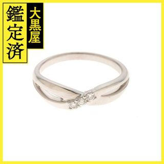 K14 WG ダイヤ0.15ct 揺れる クロスモチーフ リング 12号 美品