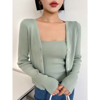 ザラ(ZARA)のDAZY リブニット　キャミニットトップ&カーディガン(カーディガン)