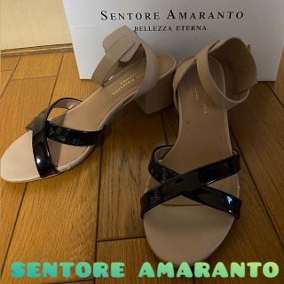 靴 ☆SENTORE AMARANTO ☆約22.5ｃｍ サンダル ベージュx黒(サンダル)