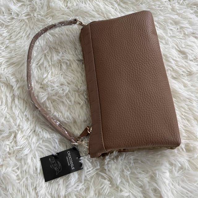 新品 レザー2wayショルダーデザイン本物クロコダイルデザインバッグ