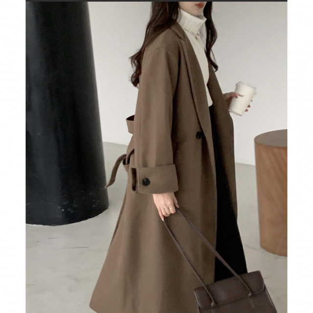 emi+ 袖折り返し ロングチェスターコート
