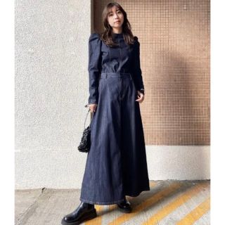 アメリヴィンテージ(Ameri VINTAGE)のAmeri POWER SHOULDER DENIM SET UP(ロングスカート)