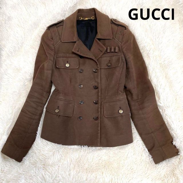 Gucci(グッチ)のグッチ　デザインジャケット　ホースビット　ブラウン系　ヴィンテージ　小さいサイズ レディースのジャケット/アウター(その他)の商品写真