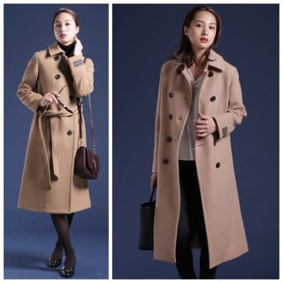 ナノユニバース BIBYE ダブルボタンベルトコート ネイビー