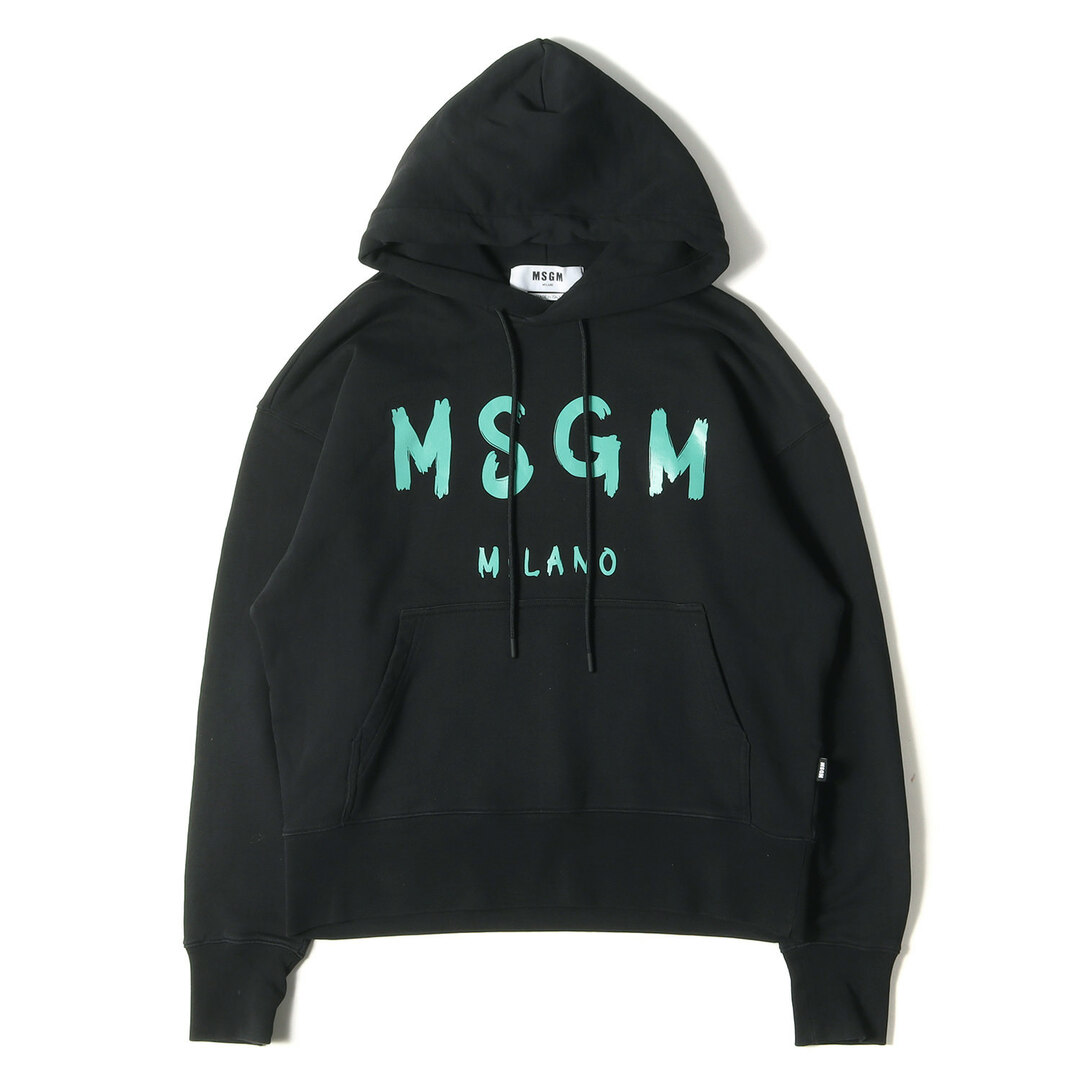 【美品・L】MSGM イタリア製 プリントロゴスウェットシャツ トレーナー 黒