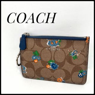 コーチ(COACH)の美品♡ コーチ シグネチャー フローラルプリント キーリング付 コインケース(コインケース)