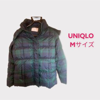 ユニクロ(UNIQLO)のユニクロ PREMIUM DOWN チェック柄 ファー付き ダウンコート M(ダウンコート)