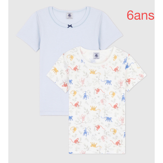 プチバトー(PETIT BATEAU)のプチバトー  新品　半袖　Tシャツ　水色　2枚組　6ans/116cm(下着)