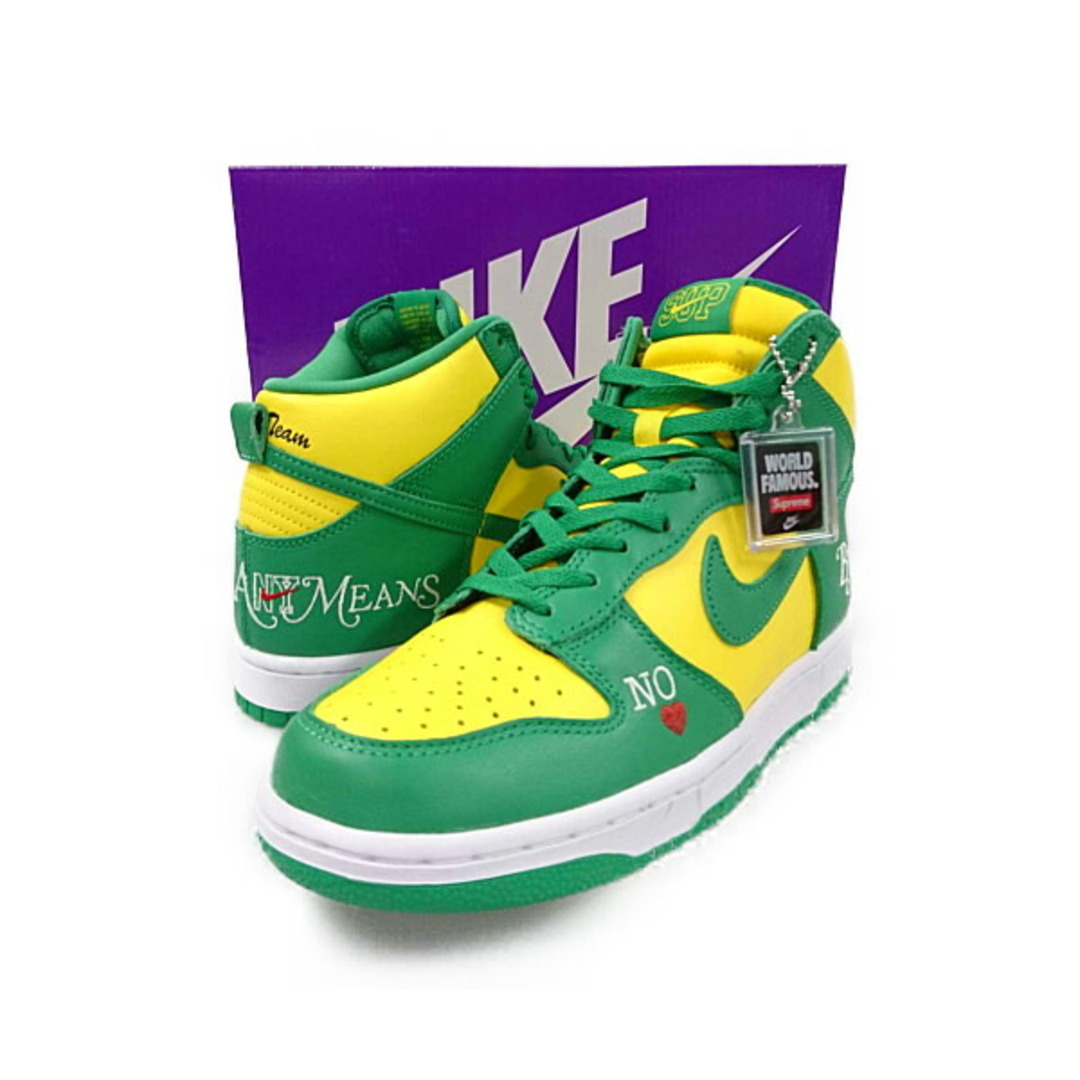 SUPREME×NIKE DN3741-700 NIKE SB DUNK HIGH 0G QS ダンク シューズ By Any Means グリーン×イエロー US7.5=25.5cm 正規品 / 27252