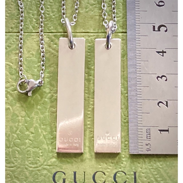 ☆大人気商品☆ GUCCI/グッチ ペアネックレス プレート/タグ/シルバー