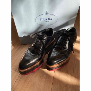 新品 希少 完売品 PRADA プラダ ウィングチップシューズ 厚底 サイズ36