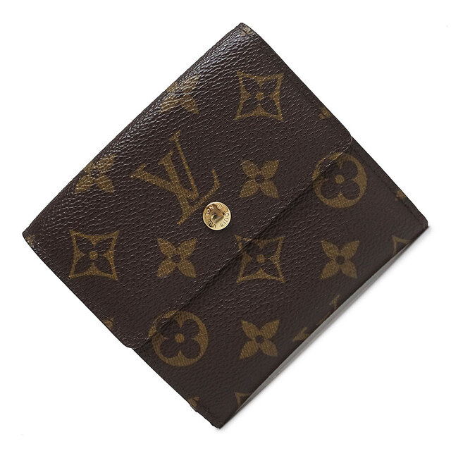 即納！最大半額！ LOUIS VUITTON（美品） LOUIS 箱付 M61654 茶 ブラウン モノグラム 二つ折り財布 Wホック エリーズ  ポルトフォイユ ヴィトン ルイ VUITTON 財布