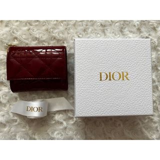 クリスチャンディオール(Christian Dior)のChristian Dior LADY DIOR ロータスウォレット レッド(財布)