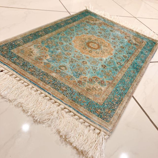 長方形 60×40 トルコ製絨毯 ラグ ペルシャ風 マット 北欧 ブルー曼荼羅の通販 by bonnevie⭐️'s shop｜ラクマ