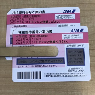 エーエヌエー(ゼンニッポンクウユ)(ANA(全日本空輸))のANA 優待券2枚セット売り　ピンク(その他)