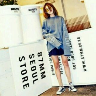 87MM signature knitting sleeve BLUE 韓国　(ニット/セーター)