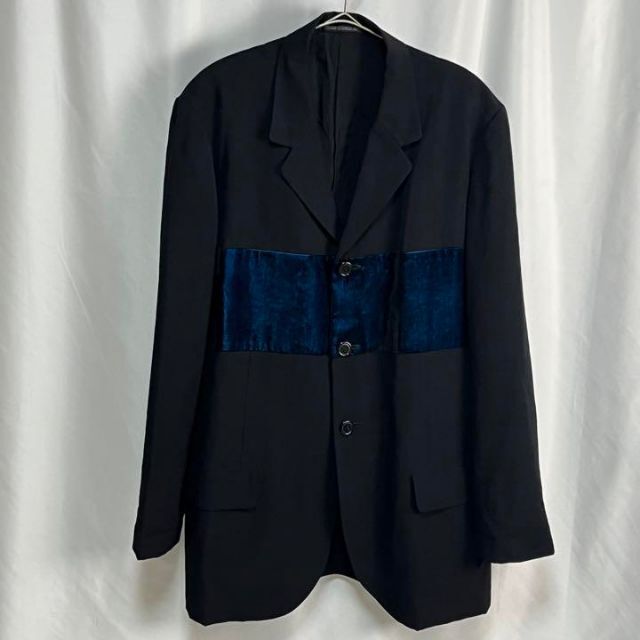 待望☆】 Yohji ウールギャバテーラード ベルベット切替 【1997ss