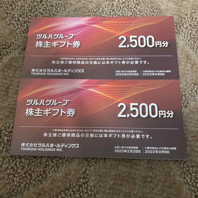 ツルハ　株主優待　5000円分 チケットの優待券/割引券(ショッピング)の商品写真