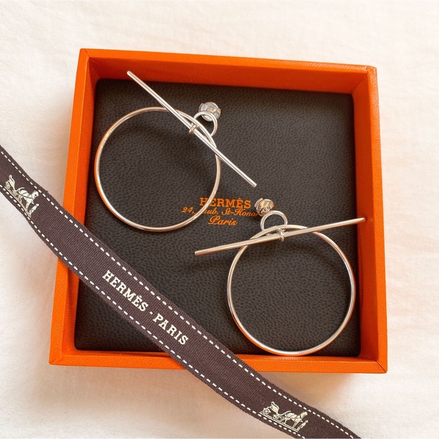 驚きの値段】 Hermes - 新品 エルメス ピアス ループ MM シルバー