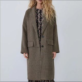 オシャレ！ZARA ザラ グレンチェック 比翼 ロングコート